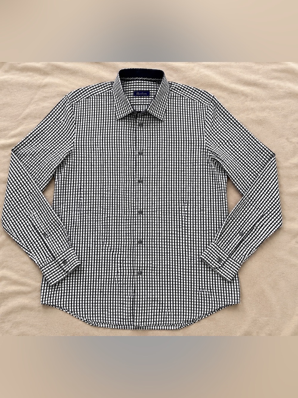 Robert Graham Check Button Down Shirt 46 18 Flip Cuff